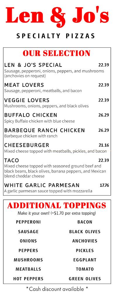 Len & Jo's Bar and Restaurant Menu image 3